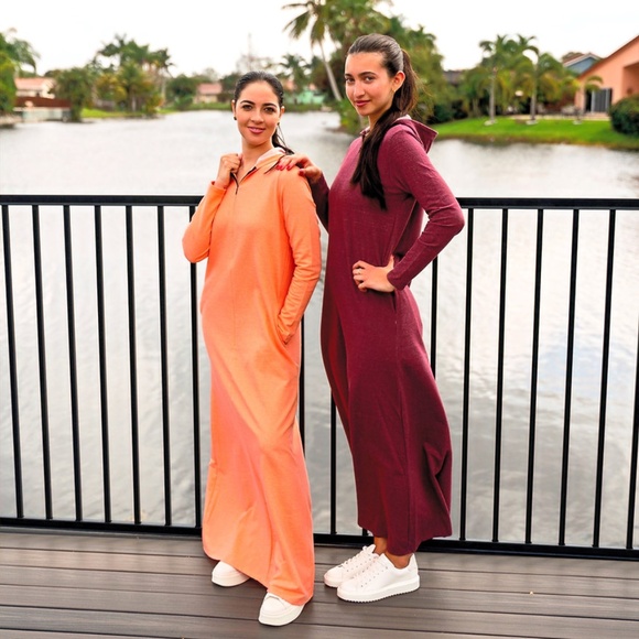 DEVORAH'S SECRET Modest Robe Front Zipper Hoodie French Terry Cotton - Picture 3 of 4